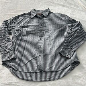 Perry Ellis Gray Striped Men's Button-Down Shirt